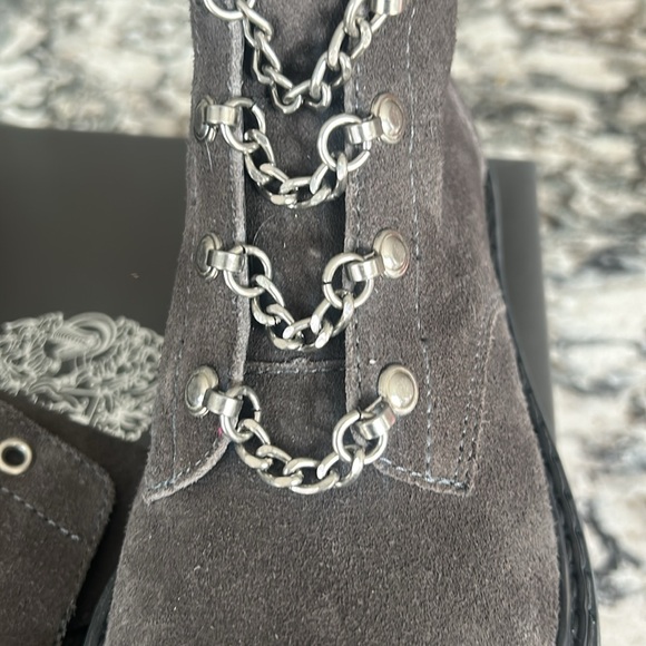 Vince Camuto Gray Suede Boots with Chains - Picture 3 of 9